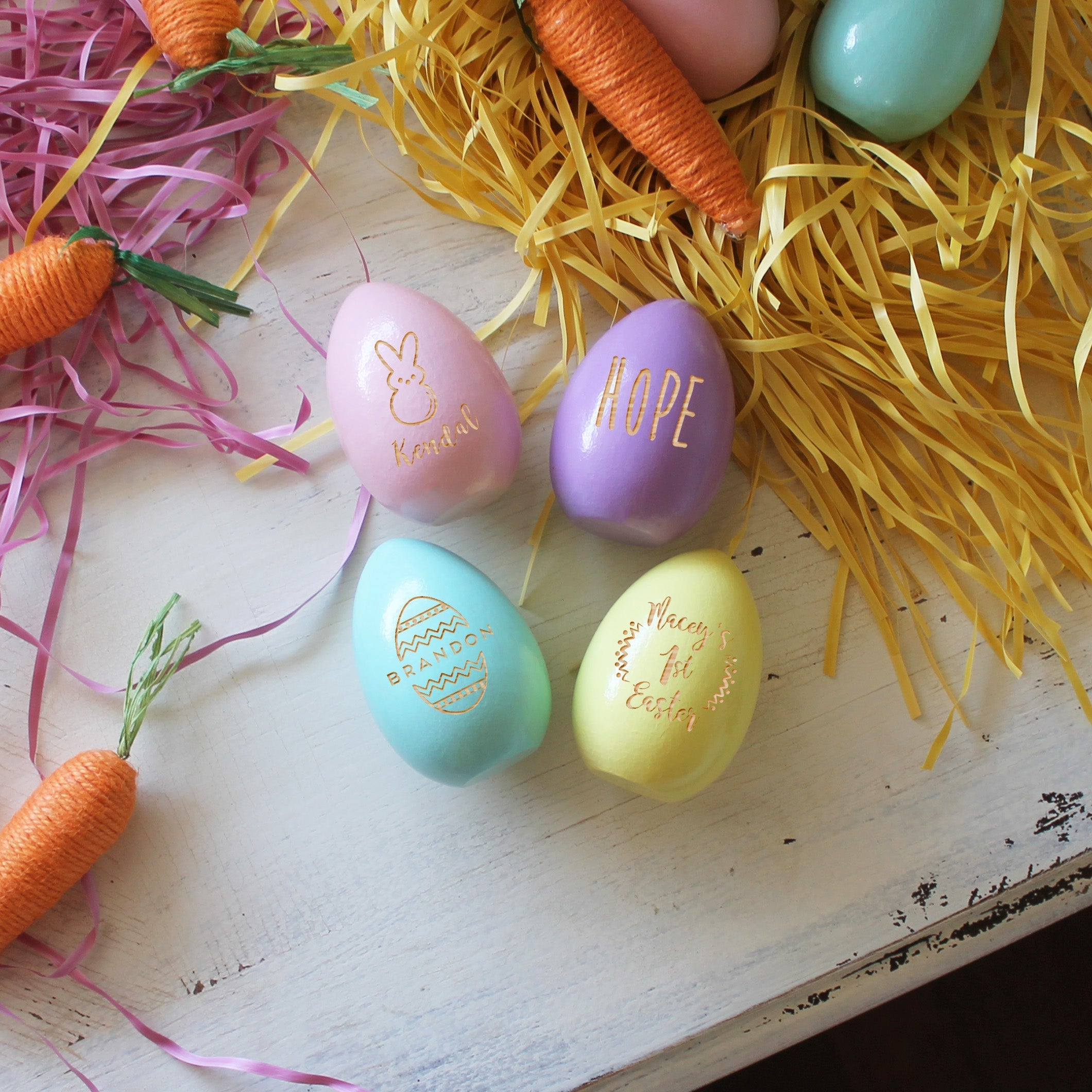 Personalized Wood Easter Eggs | Monogram Dots