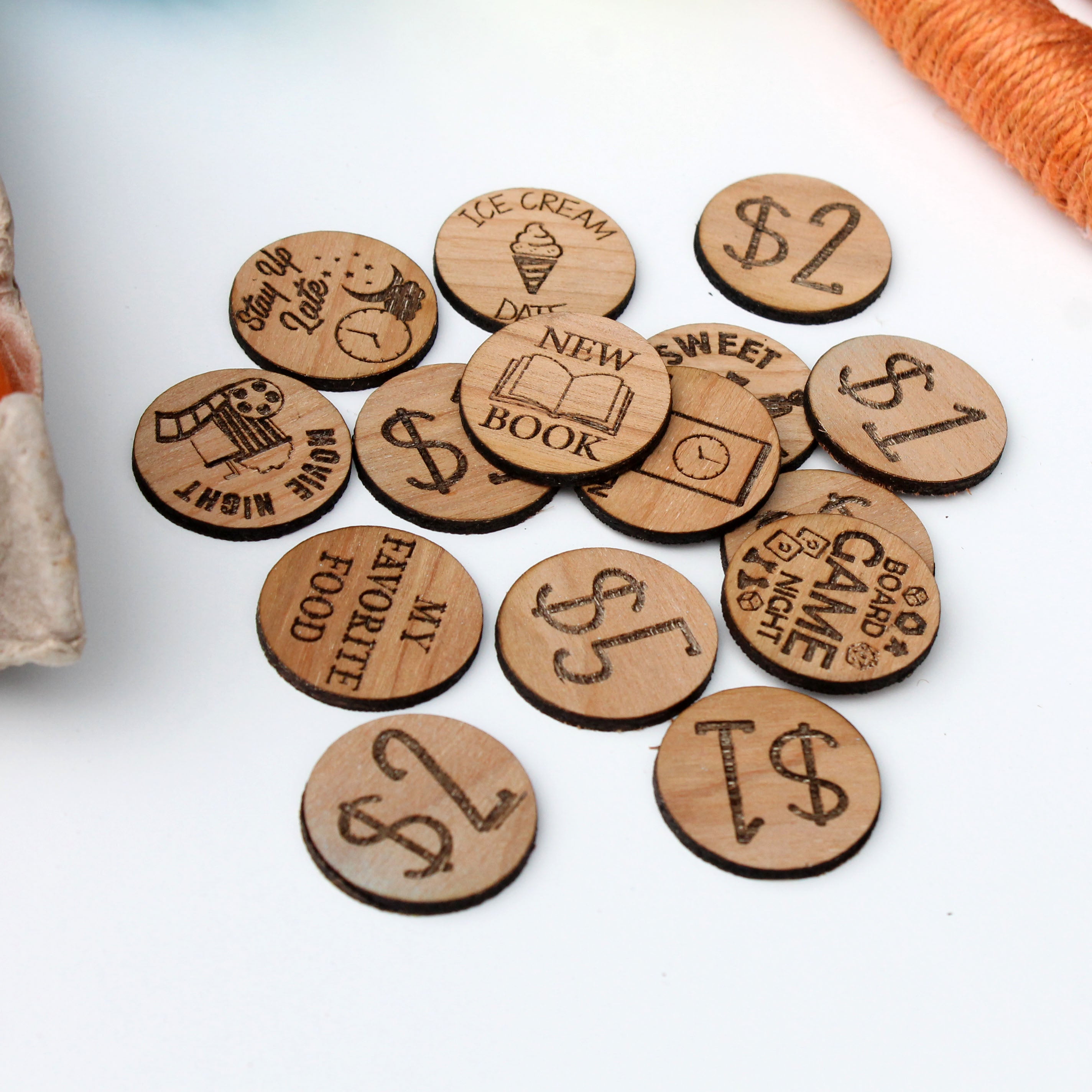 Wood Easter Egg Tokens
