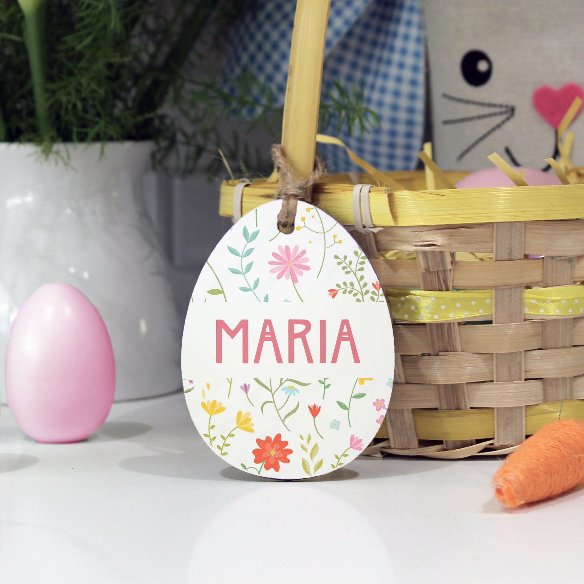 Personalized Easter Basket Name Tag | Sunflower Purple