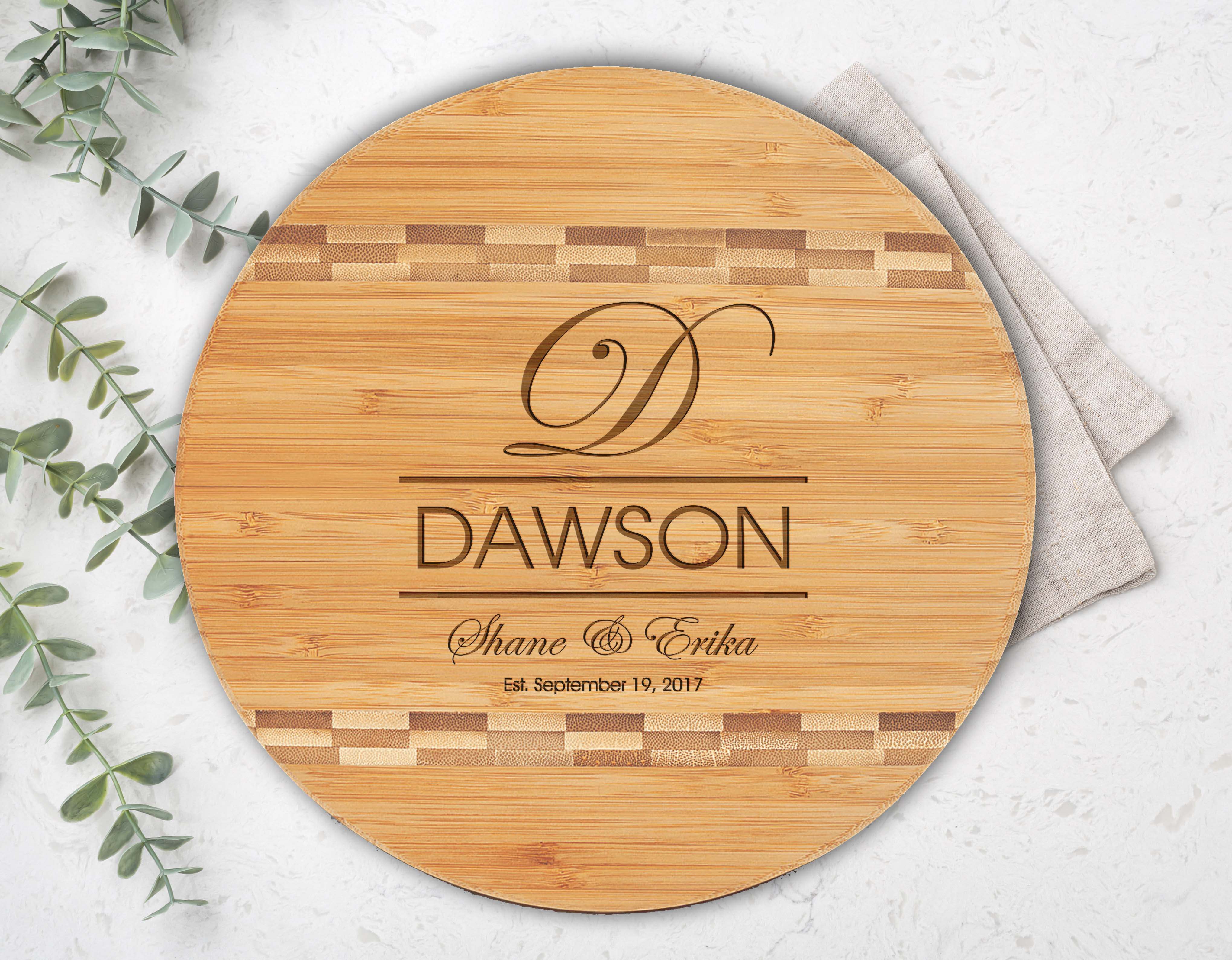 Personalized Cutting Board | Bamboo Round 12" x 12"