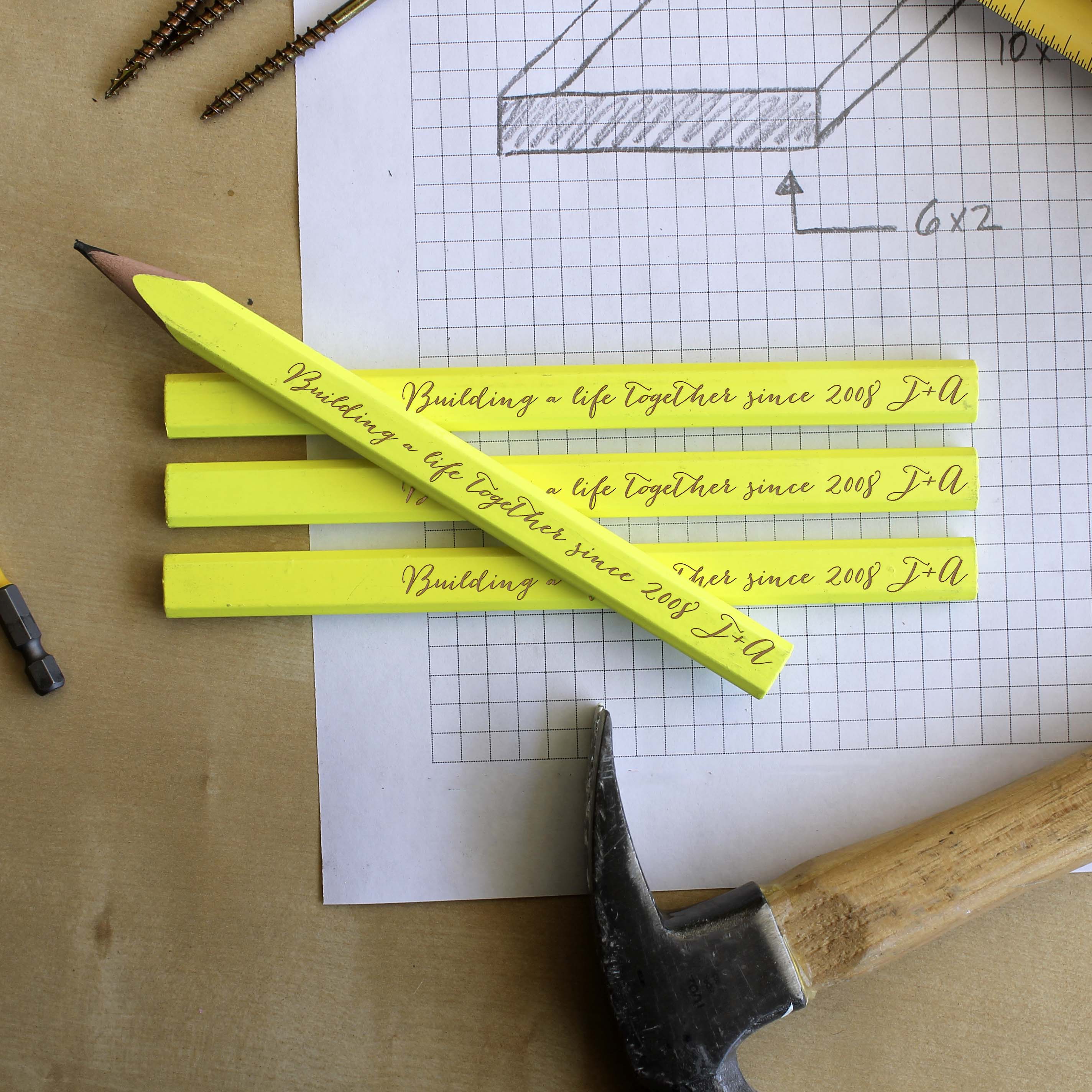 Personalized Carpenter Pencils, set of 4 | Building