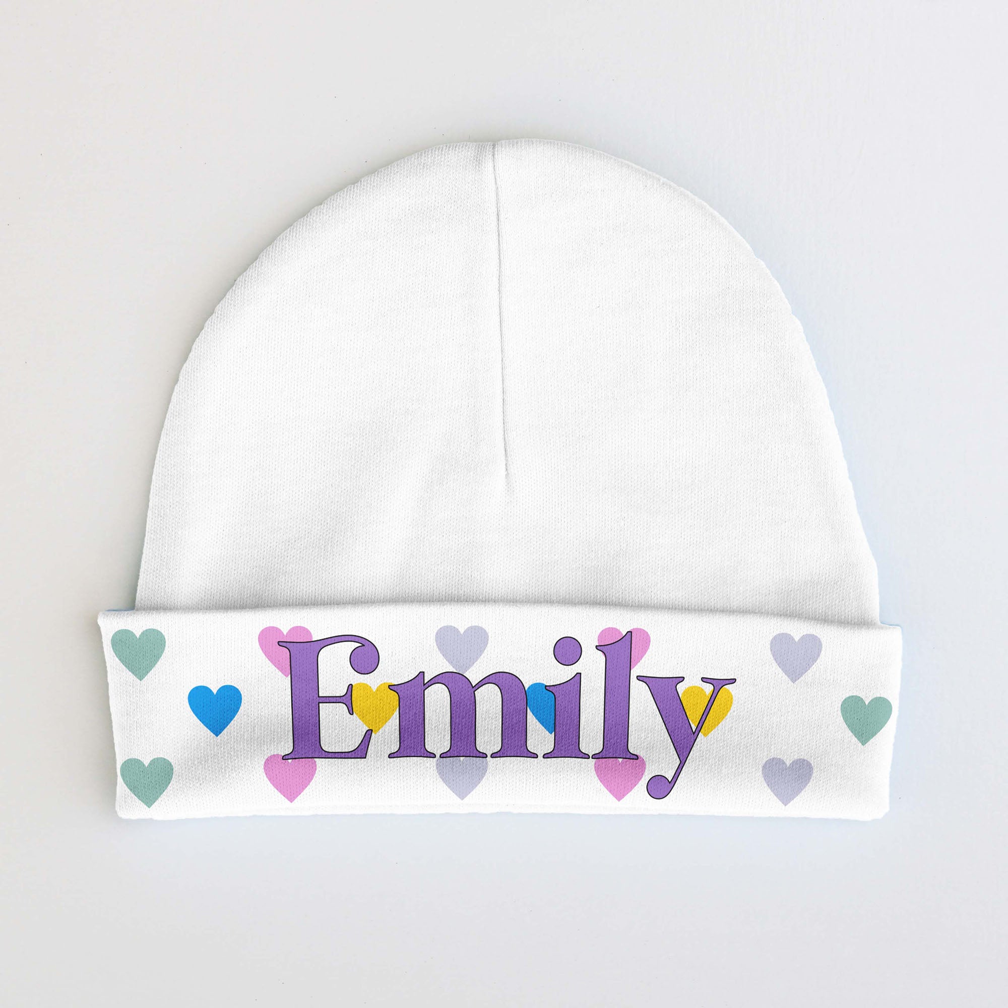 Personalized Baby Beanie | Hearts Pattern