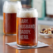 Personalized Beer Can Glass | Husband Daddy Hero