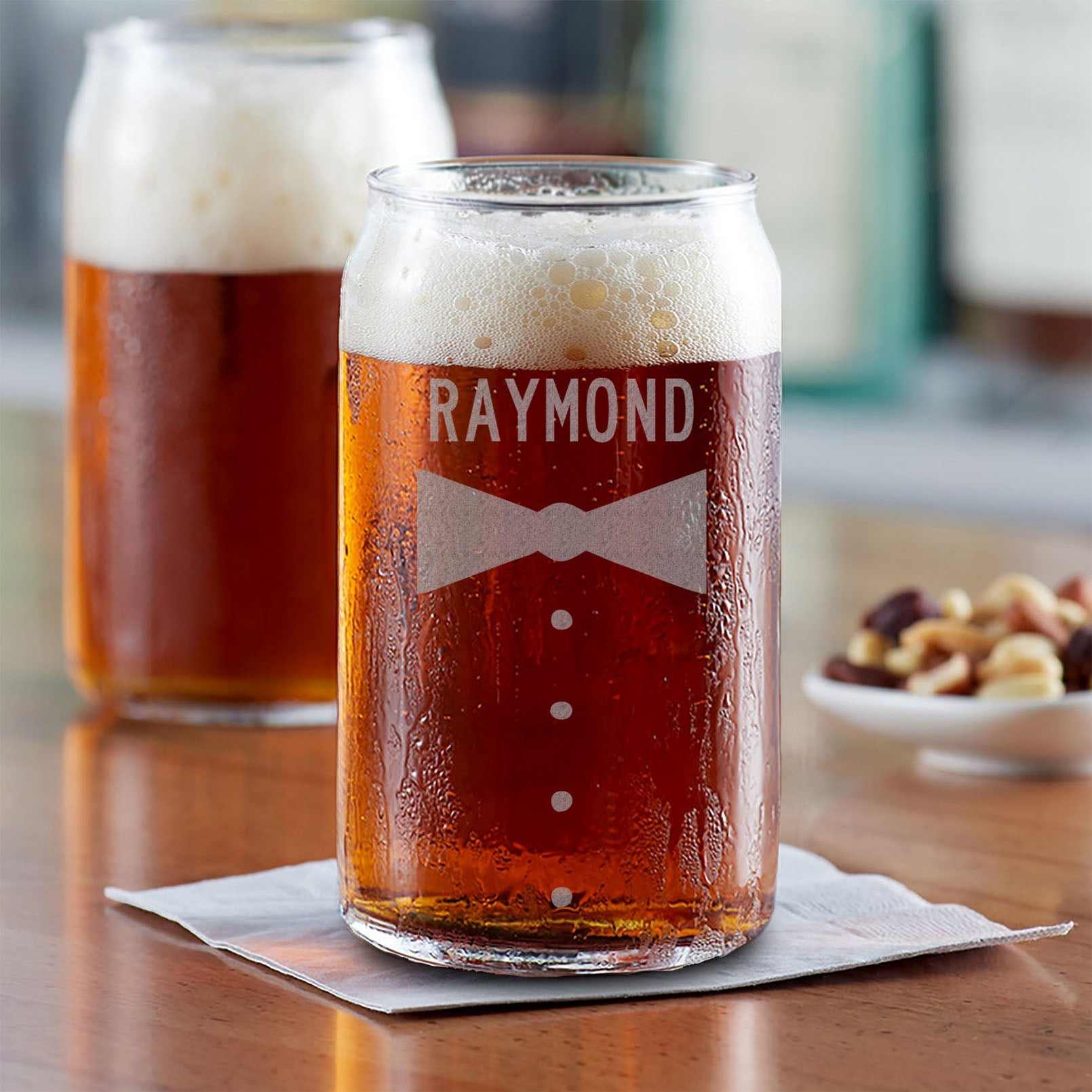 Personalized Beer Can Glass | Bow Tie