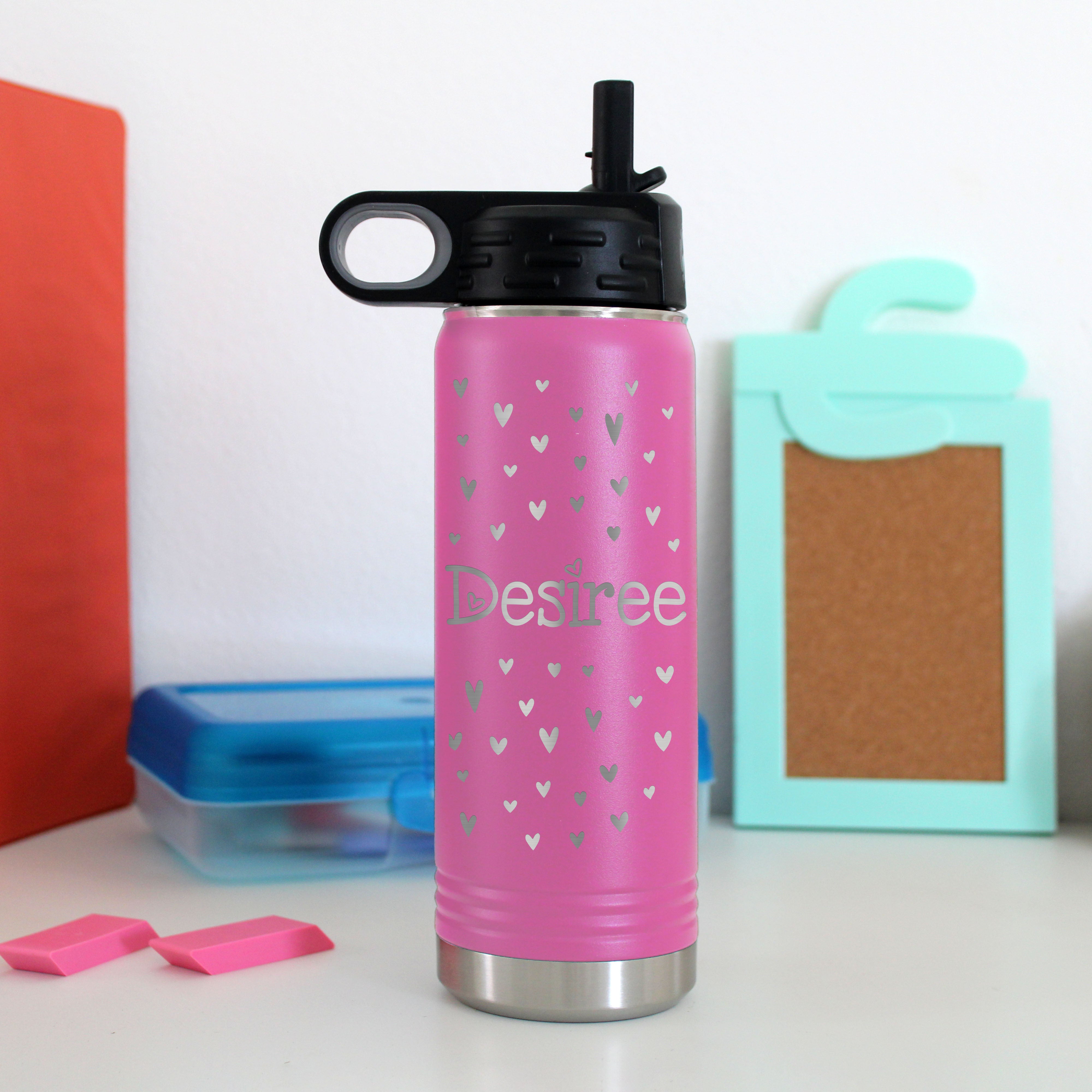 20 oz. Kid's Metal Water Bottle | Hearts