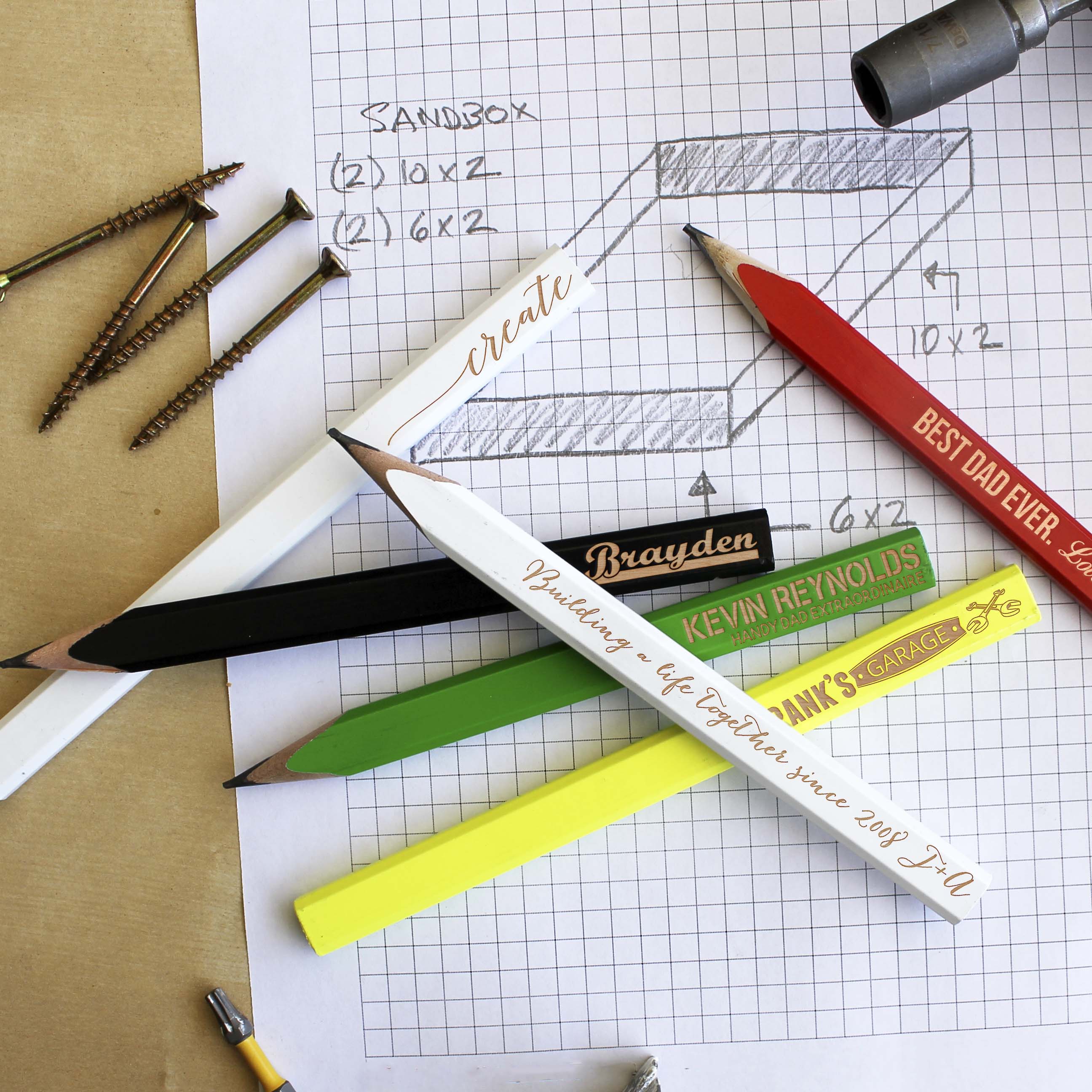 Personalized Carpenter Pencils, set of 4 | VICTOR