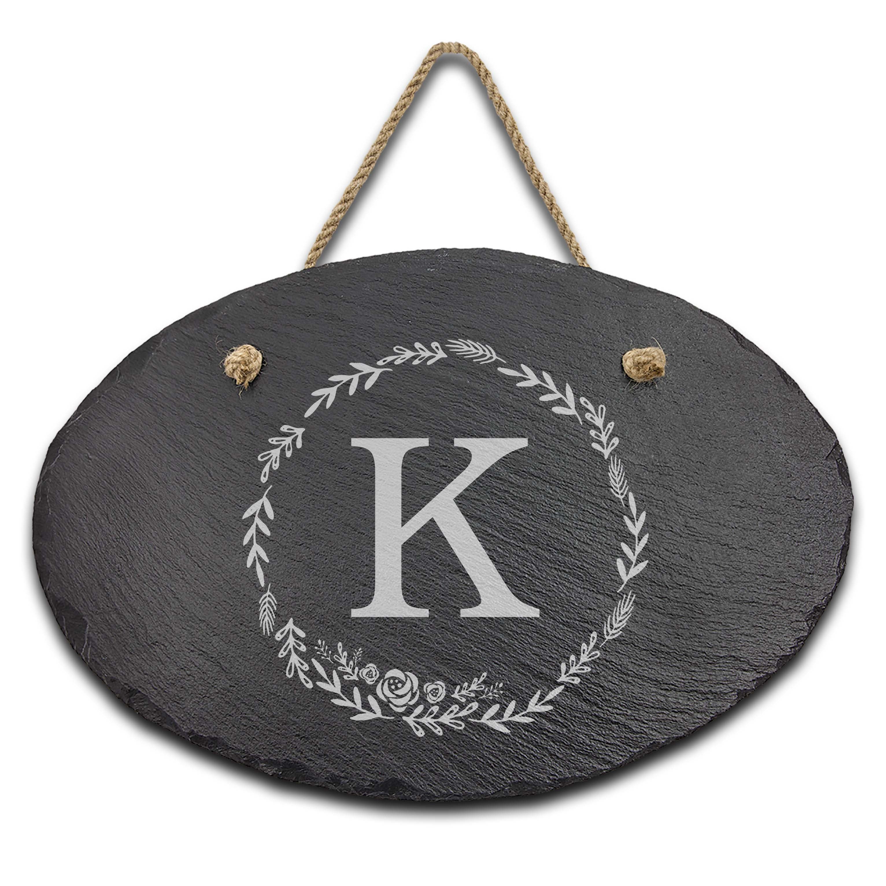 Slate Outdoor Address Sign | K Monogram