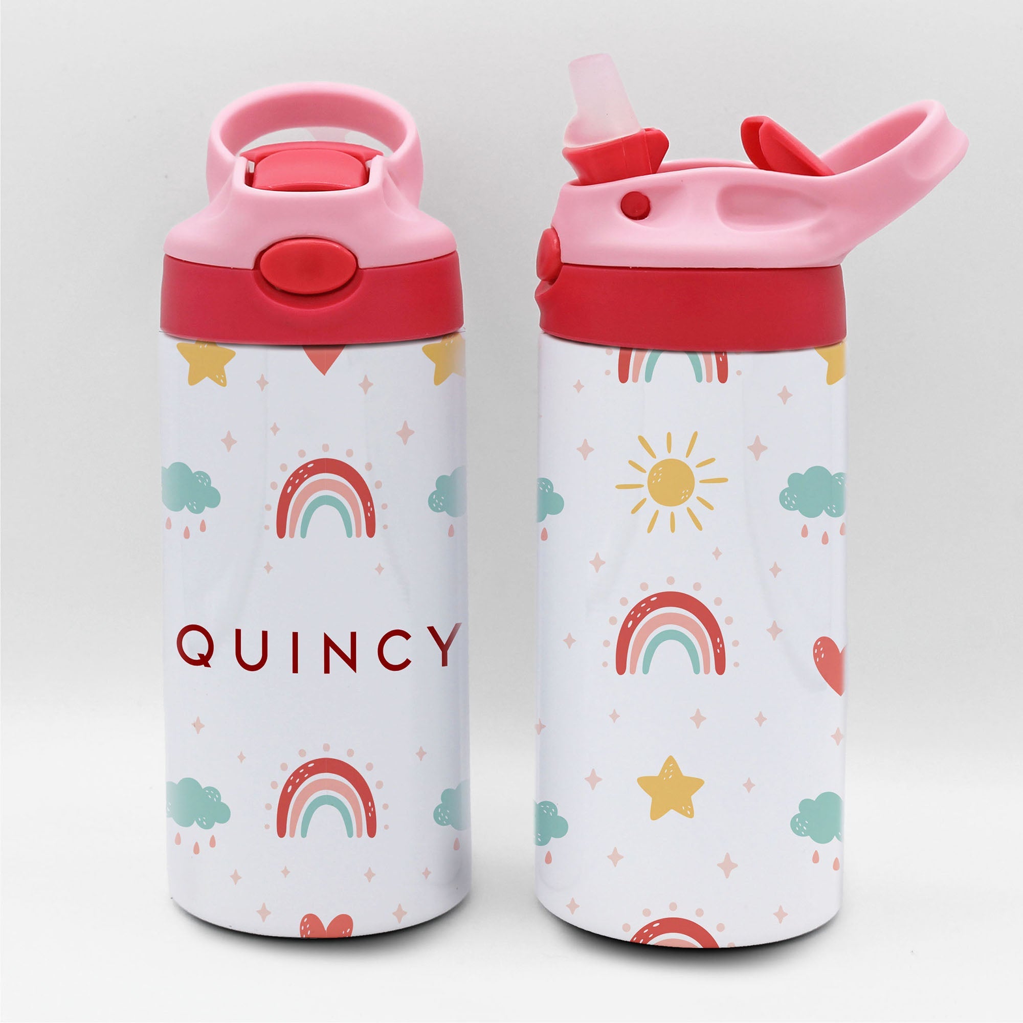Personalized Kid's Water Bottle | Rainbow Pattern