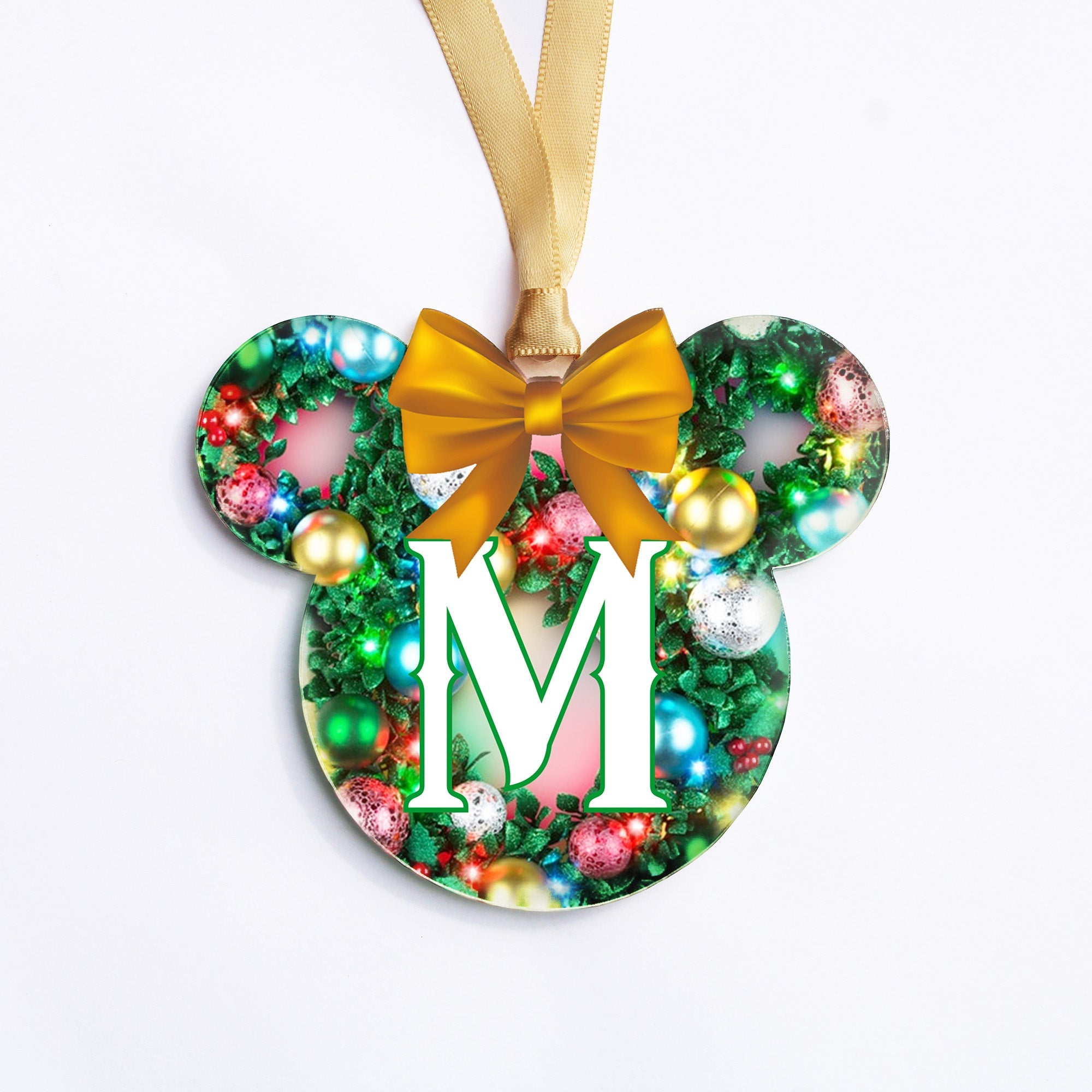 Acrylic Christmas Ornaments | Monogram Wreath