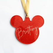 Acrylic Christmas Ornaments | Red Glitter