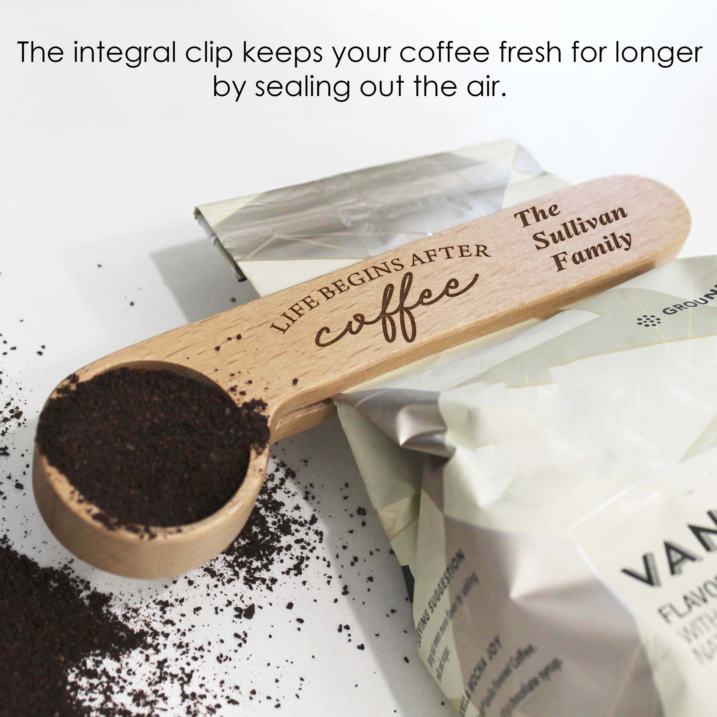 Coffee Scoop Bag Clip | Scoop. Brew. Pour. Sip. Ahhhh.