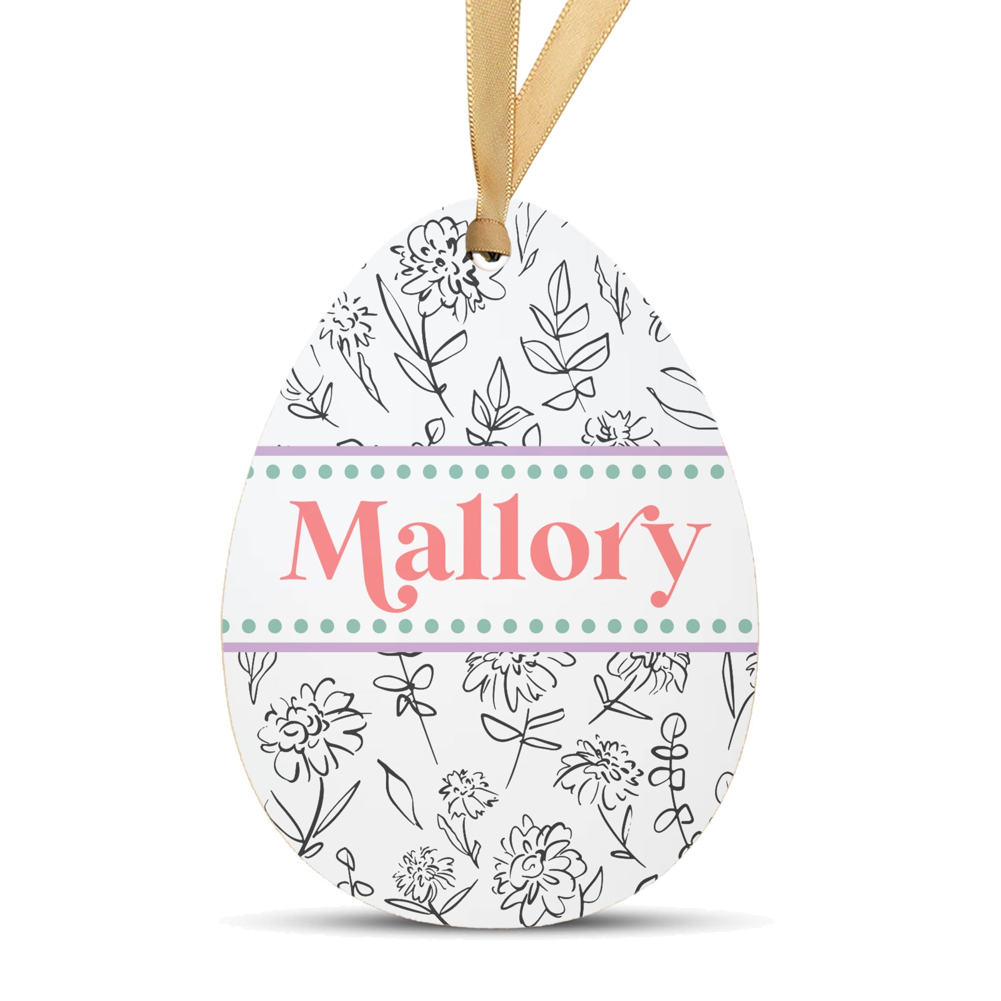 Personalized Easter Basket Name Tag | Flowers Illustration