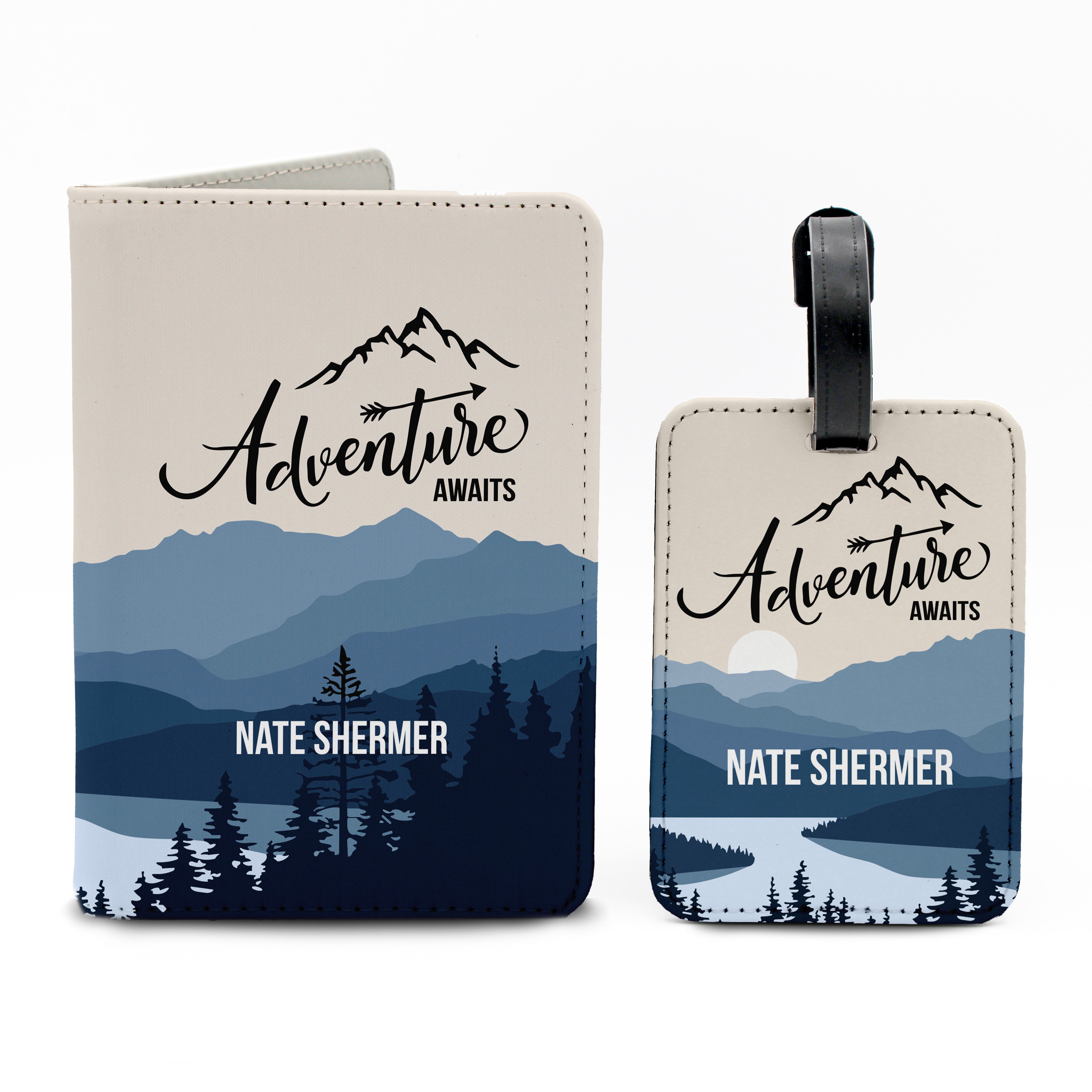 Leather Printed Passport & Luggage Tag Set