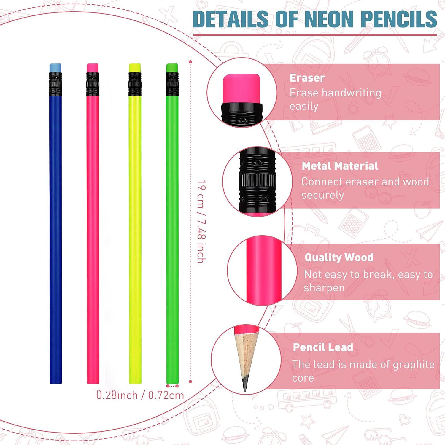 Neon Pencils Set of 10 | Script
