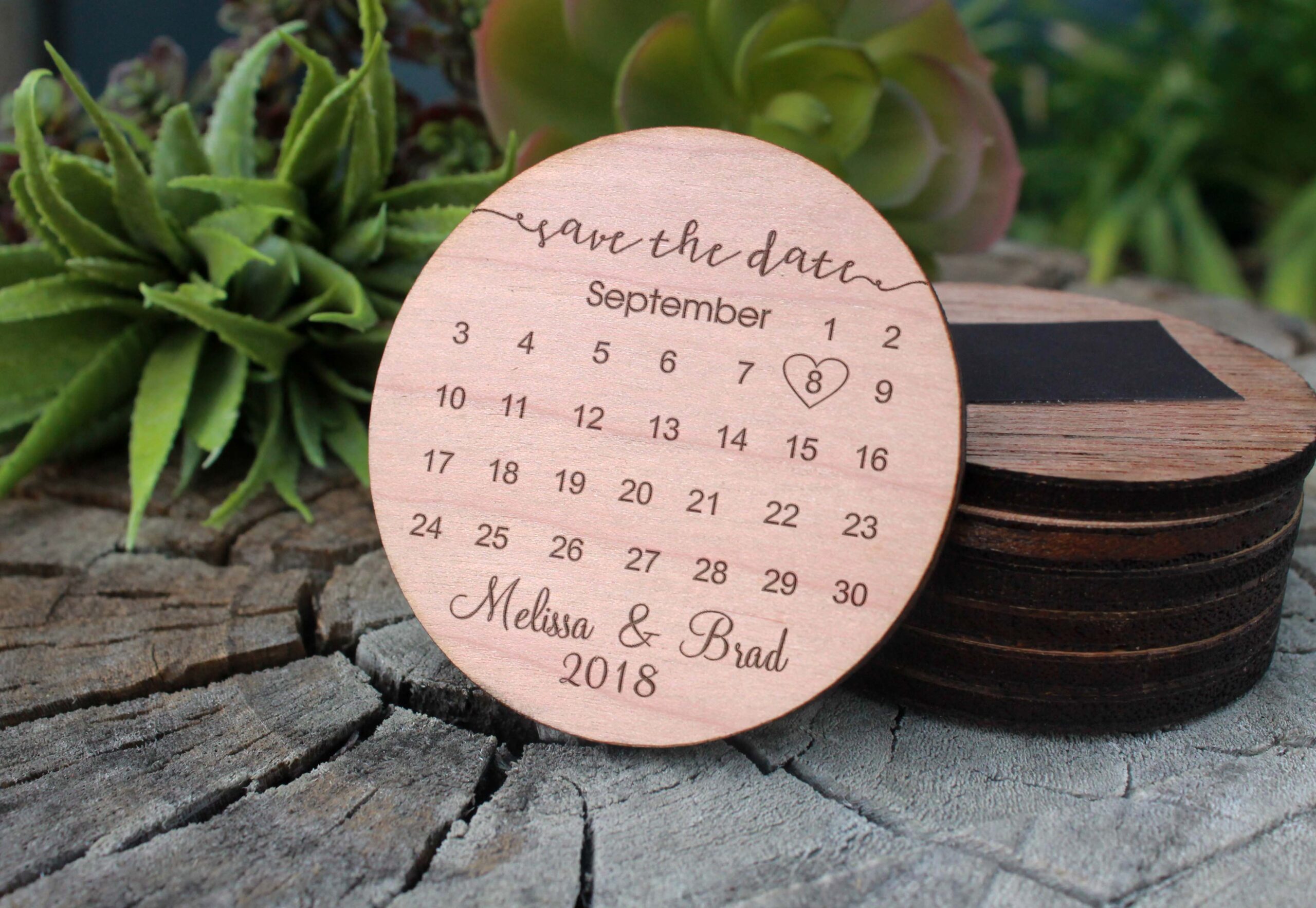 Wood Save The Date Magnet