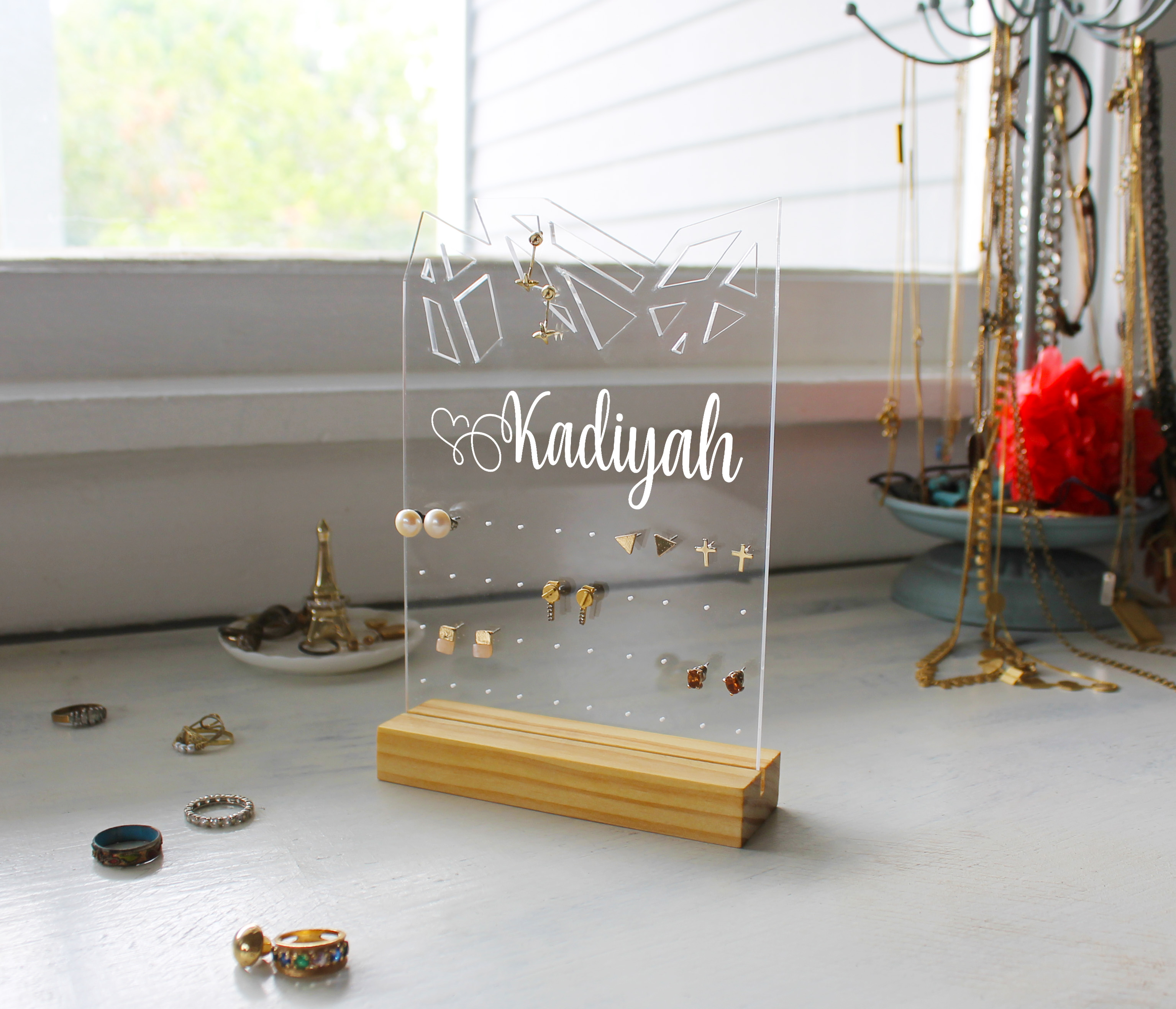 Personalized Rectangle Jewelry Stand Kadiyah Etchey