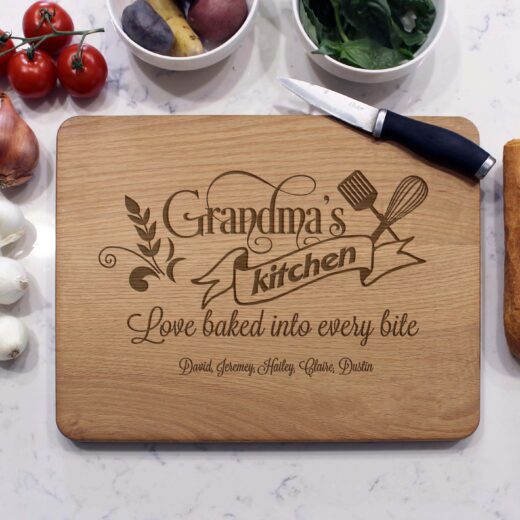 Personalized Grandmas Kitchen Maple Cutting Board Grand-kids Names