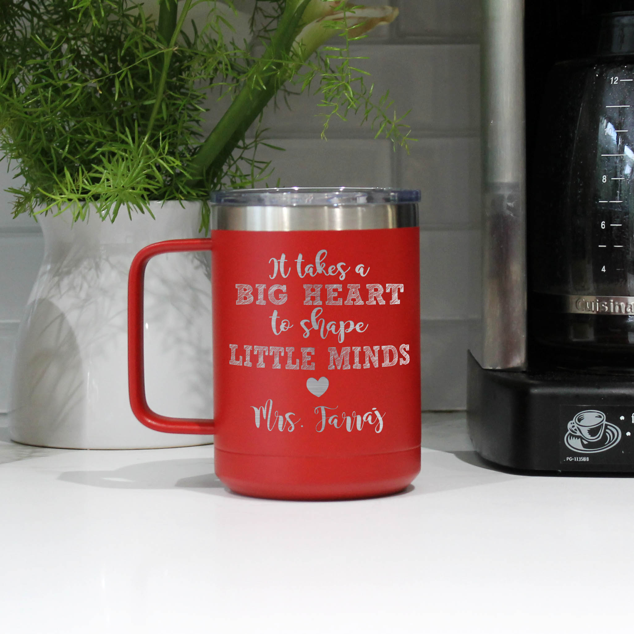 TEACHER'S BIG HEART | Personalized Metal Coffee Mug