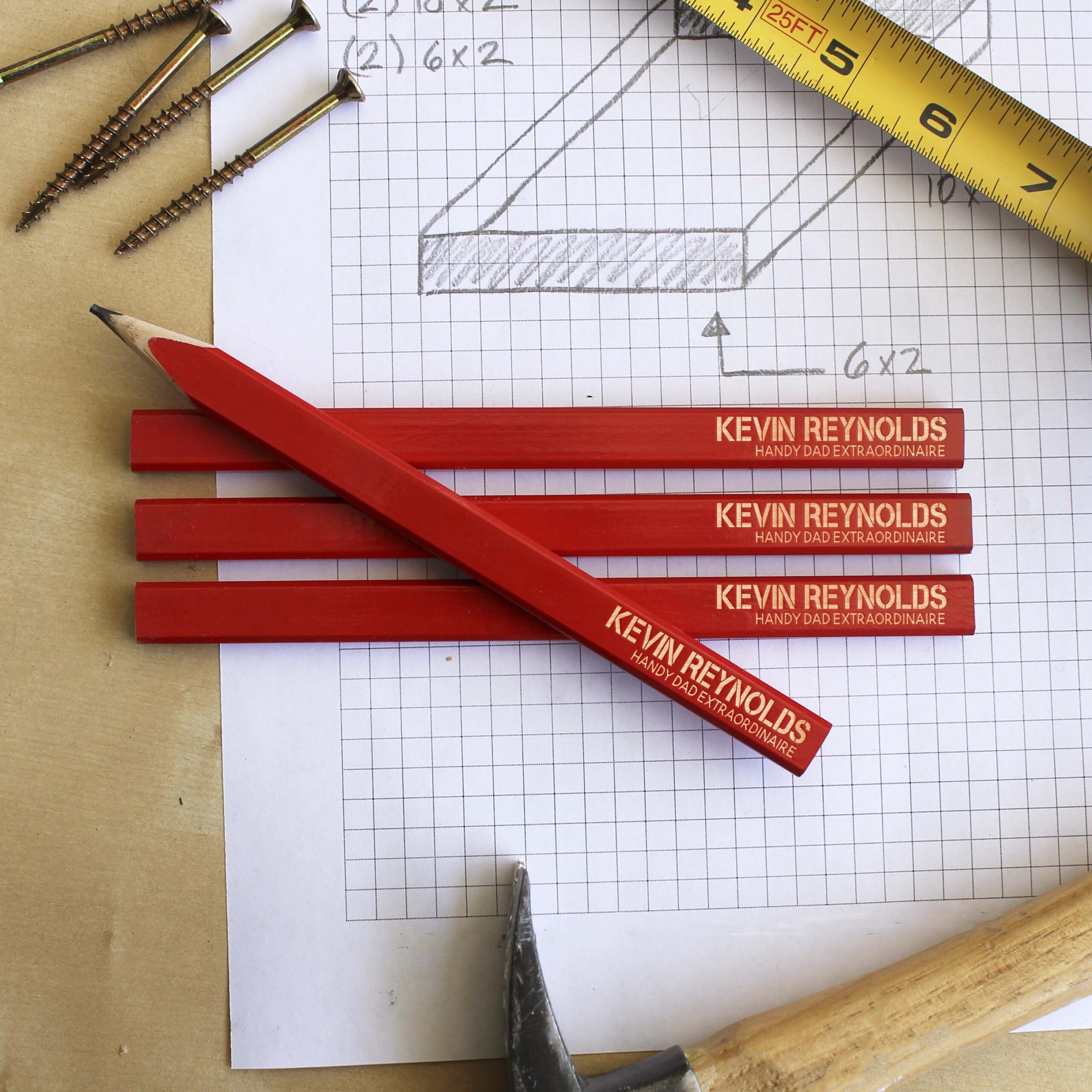 Kevin  4 Personalized Carpenter Pencils - Etchey